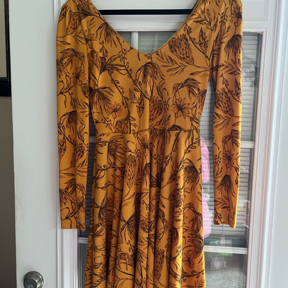 Kimchi Blue Yellow Orange Long Sleeve V-Neck Sundress